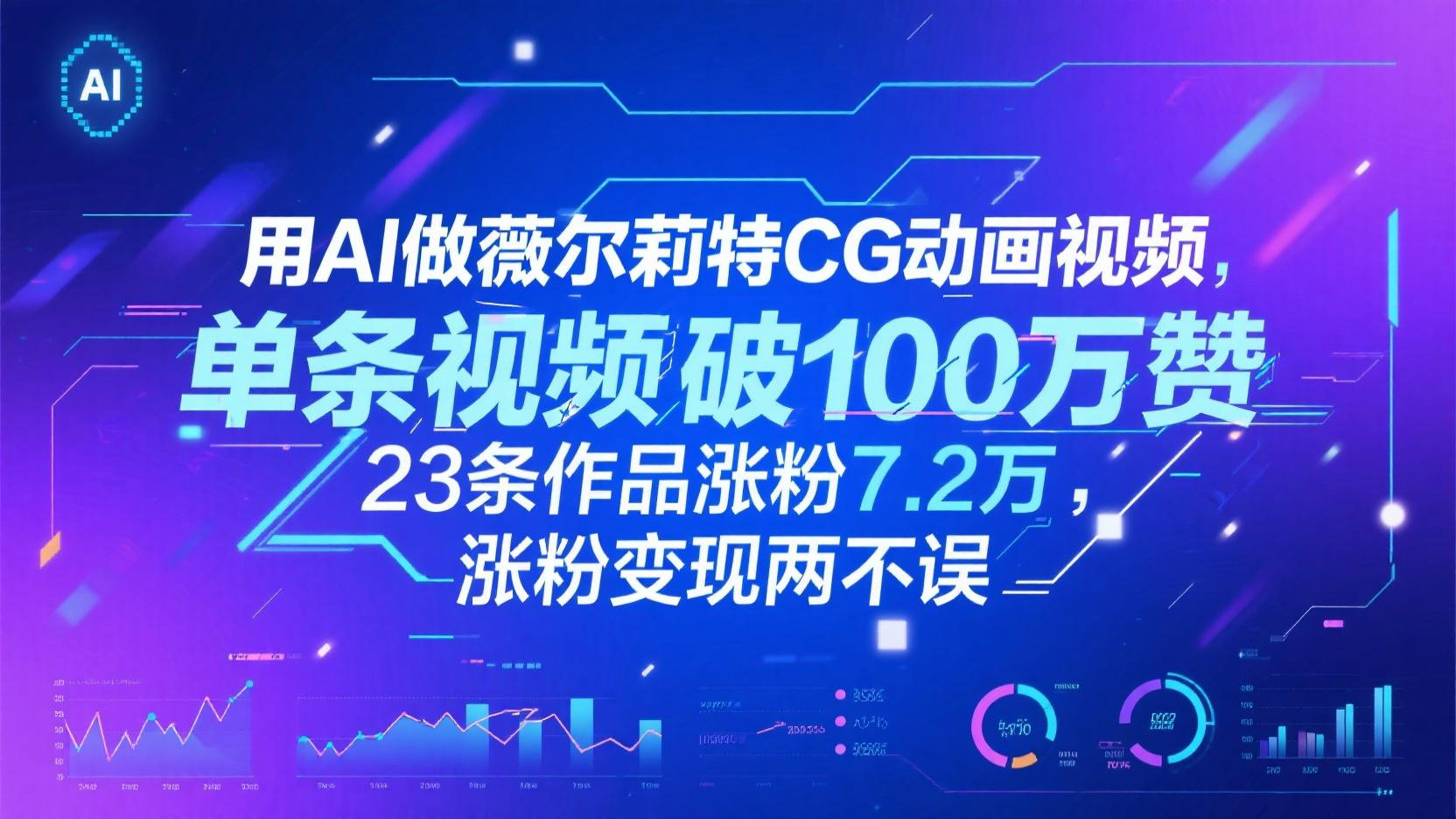 用AI做薇尔莉特CG动画视频，单条视频破100万赞，23条作品涨粉7.2万，涨粉变现两不误-资源村
