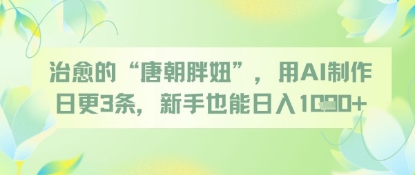 治愈的“唐朝胖妞”，用AI制作日更3条，新手也能日入多张-资源村