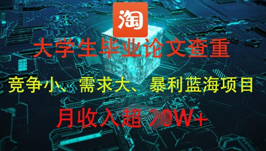 大学生毕业论文查重，暴利蓝海项目，月收入过1W+-资源村