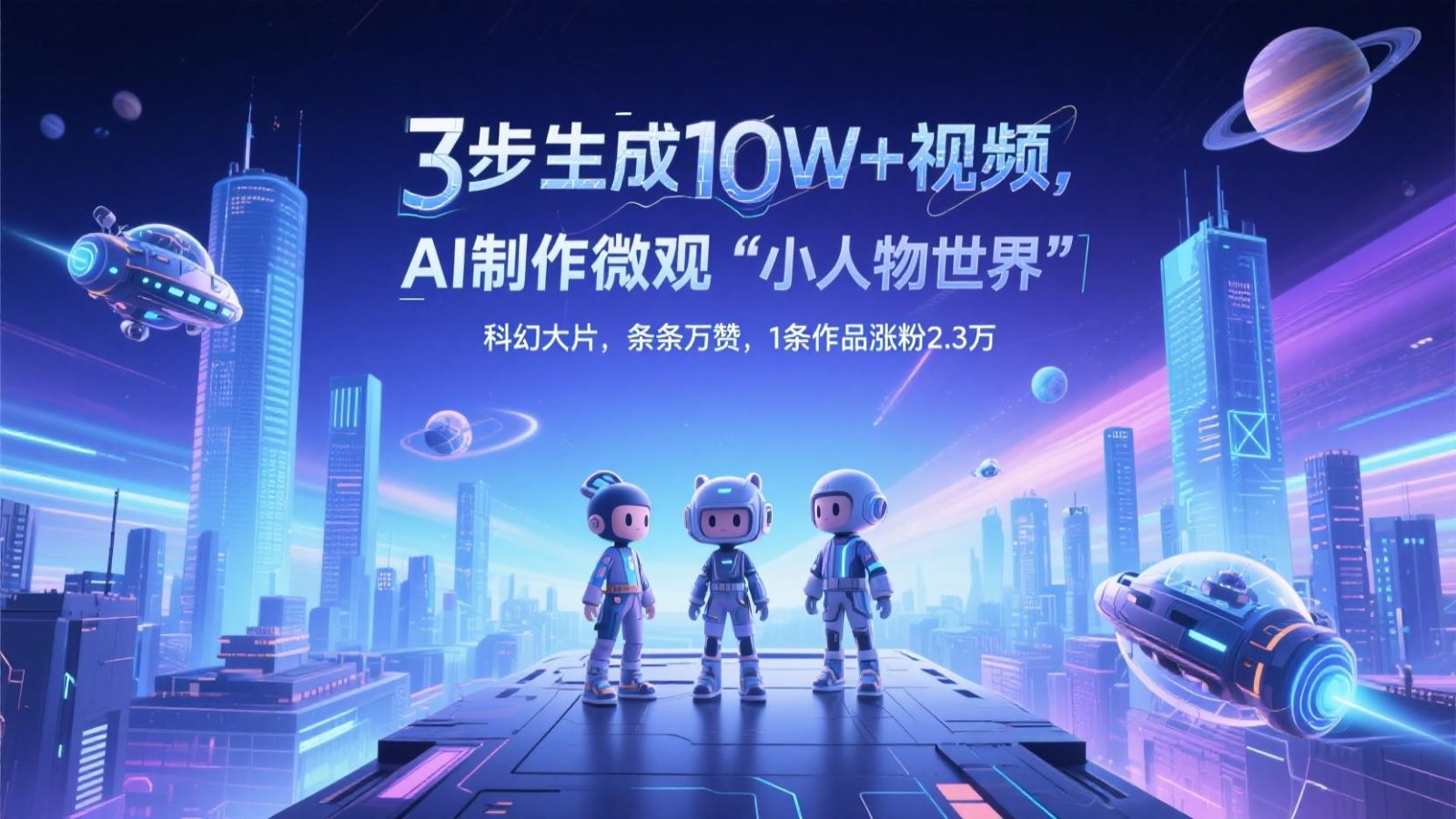 三步生成10W+视频，AI制作微观“小人物世界”科幻大片，条条万赞，1条作品涨粉2.3万-资源村