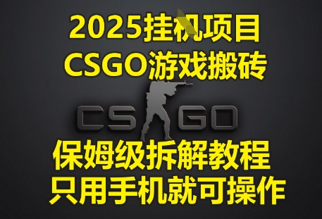 2025挂G项目，CSGO游戏搬砖，保姆级拆解教程，只用手机就可操作【揭秘】-资源村