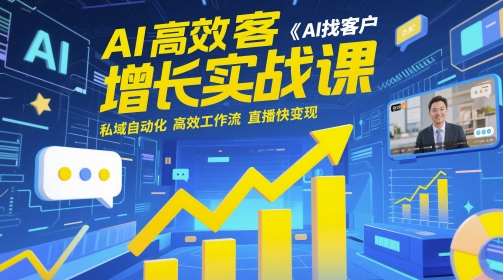 AI高效获客增长实战课，AI找客户 私域自动化 高效工作流 直播快变现-资源村