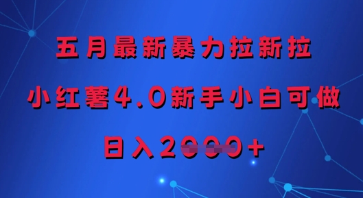 五月最新暴力拉新拉，小红薯4.0新手小白可做，日入多张-资源村