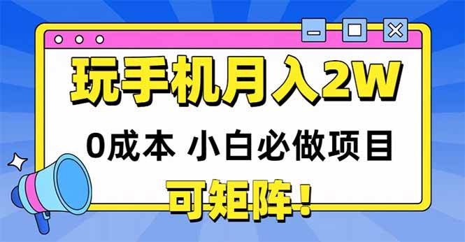 （14879期）玩玩手机月入20000+，0成本小白必做项目，可矩阵-资源村