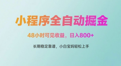 微信小程序全自动掘金，48小时可见收益，日入多张，长期稳定靠谱，小白宝妈轻松上手【揭秘】-资源村