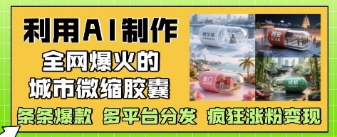 利用AI制作全网爆火的城市微缩胶囊，条条爆款， 多平台分发，疯狂涨粉变现-资源村