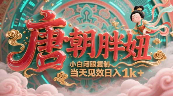 用AI克隆“唐朝胖妞”日更3条，平台疯狂推流，小白闭眼复制，当天见效，日入1k+-资源村