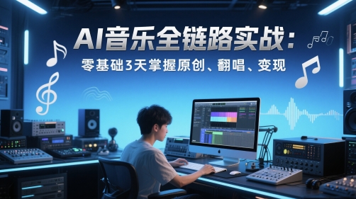 AI音乐全链路实战变现课：零基础3天掌握原创、翻唱、变现-资源村