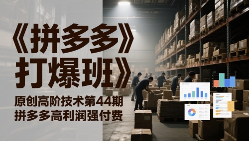 《拼多多打爆班》原创高阶技术第44期，拼多多高利润强付费-资源村