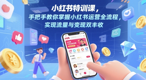 小红书特训课，手把手教你掌握小红书运营全流程，实现流量与变现双丰收-资源村