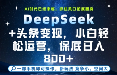 DeepSeek+头条变现，保姆级教学，小白轻松上手，日入8张+【揭秘】-资源村