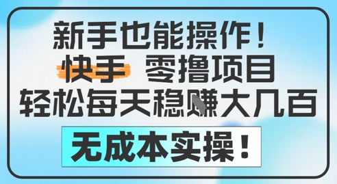 新手也能操作，快手零撸挣米，轻松每天挣2-5张，完全无成本-资源村