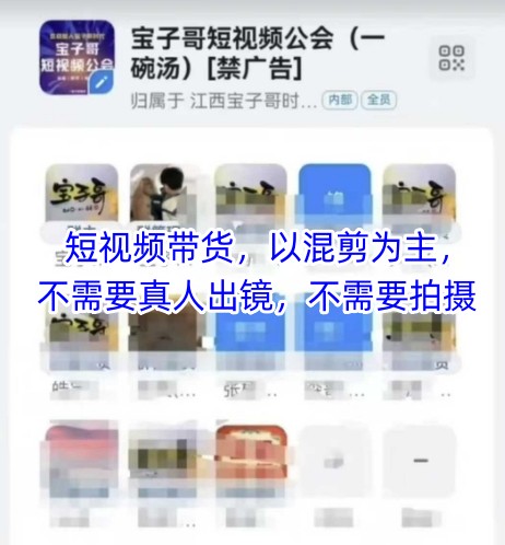 宝子哥头部团队短视频带货，以混剪为主，不需要真人出镜，不需要拍摄-资源村