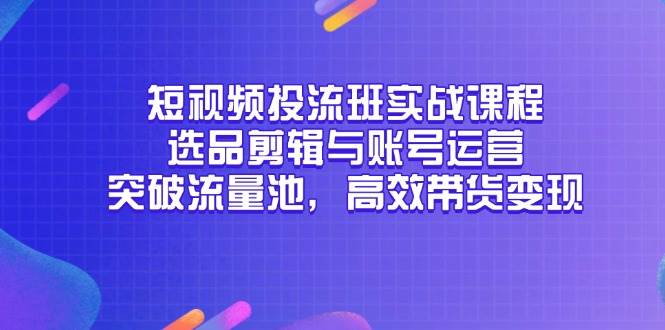 （14868期）短视频投流班实战课程，选品剪辑与账号运营，突破流量池，高效带货变现-资源村
