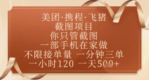飞猪美团截图项目，你只管截图，一部手机在家做，正规平台无套路，一天5张+【揭秘】-资源村