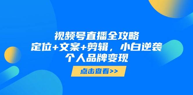（14819期）视频号直播全攻略，定位+文案+剪辑，小白逆袭个人品牌变现-资源村