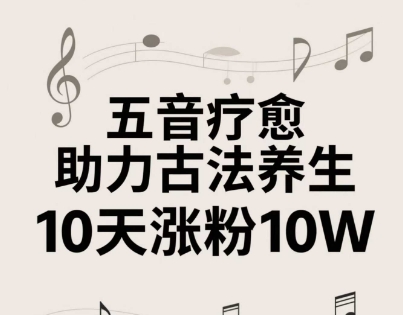 古法五音养生教程，五音疗愈的视频的制作方法，2-4小时就能学会，作者10天涨粉10W-资源村