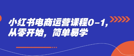 小红书电商运营课程0-1，从零开始，简单易学-资源村